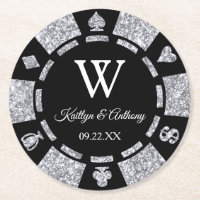 Mariage de Parties scintillant de poker en argent
