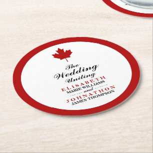 Dessous-de-verre Rond En Papier Mariage du drapeau canadien