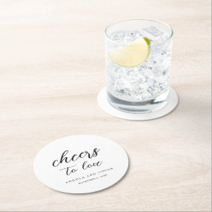 Dessous-de-verre Rond En Papier Mariage Élégant Moderne Neutre