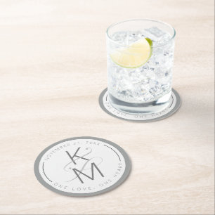 Dessous-de-verre Rond En Papier Mariage en marbre liquide ID888