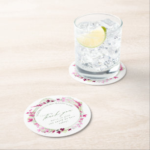 Dessous-de-verre Rond En Papier Mariage fleur sauvage Aquarelle Merci Fsia ID954