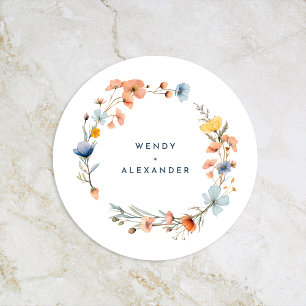 Dessous-de-verre Rond En Papier Mariage floral élégant