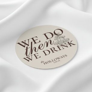 Dessous-de-verre Rond En Papier Mariage moderne de style marron personnalisé avec 