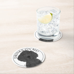 Dessous-de-verre Rond En Papier Mariage Retriever à revêtement plat personnalisé