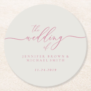 Dessous-de-verre Rond En Papier Mariage rose ivoire