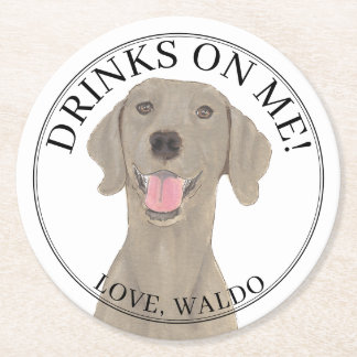 Dessous-de-verre Rond En Papier Mariage Weimaraner personnalisé