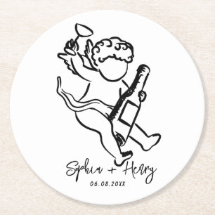 Dessous-de-verre Rond En Papier Mariage Whimsical Bow