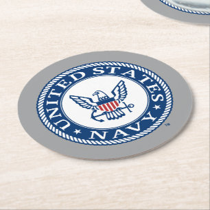 Dessous-de-verre Rond En Papier Marine américaine   Navy Alt Emblem