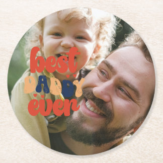 Dessous-de-verre Rond En Papier Meilleur Papa De Tous Les Temps Rétro Photo Person