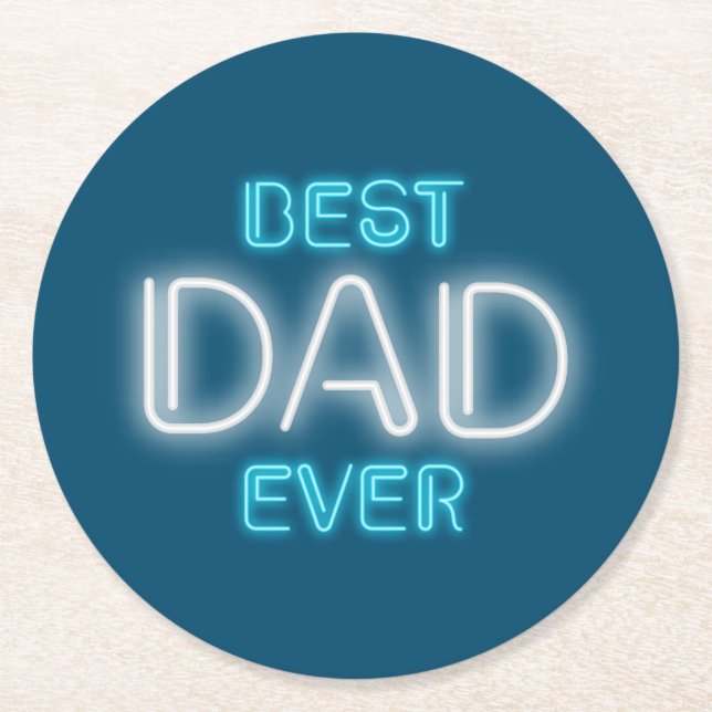 Dessous-de-verre Rond En Papier Meilleur papa Joyeux Fête des pères | DESSOUS DE V (Devant)