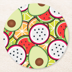 Dessous-de-verre Rond En Papier Mélange de fruits