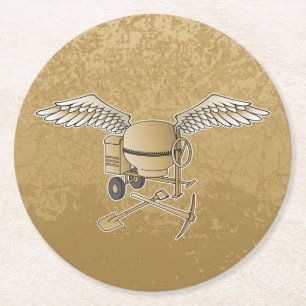 Dessous-de-verre Rond En Papier Mélangeur en béton beige