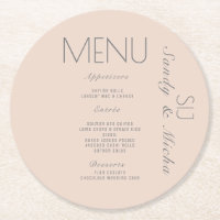 Menu de mariage simple rose gris pour dîner