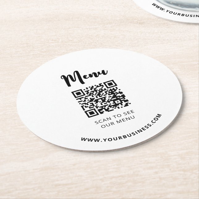 Dessous-de-verre Rond En Papier Menu Restaurants modernes Code QR (Incliné)