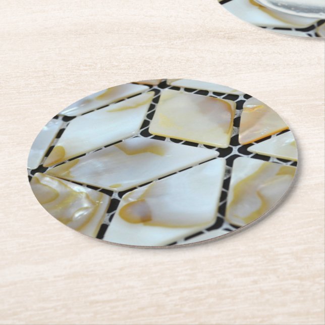 Dessous-de-verre Rond En Papier Mère de Pearl Design (Incliné)