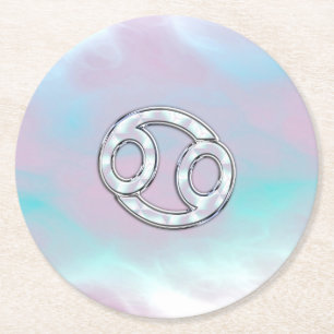 Dessous-de-verre Rond En Papier Mère du cancer du perle Symbole zodiaque Décor