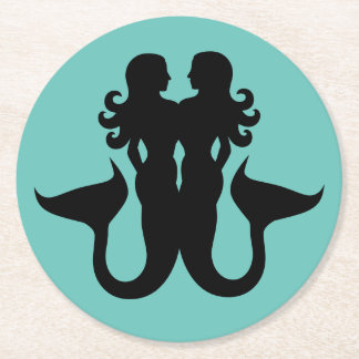 Dessous-de-verre Rond En Papier Mermaids silhouettes voilier bateau porthos r