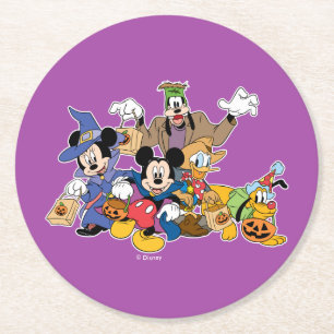 Dessous-de-verre Rond En Papier Mickey et amis d'Halloween