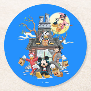 Dessous-de-verre Rond En Papier Mickey et les amis Haunted House
