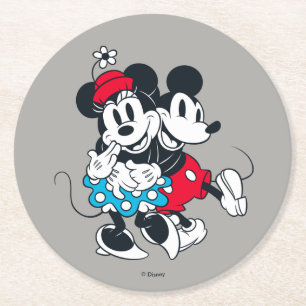 Dessous-de-verre Rond En Papier Mickey & Minnie   Couple gagnant