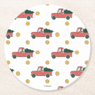 Dessous-de-verre Rond En Papier Mickey Mouse   Accueil pour le Motif de Noël