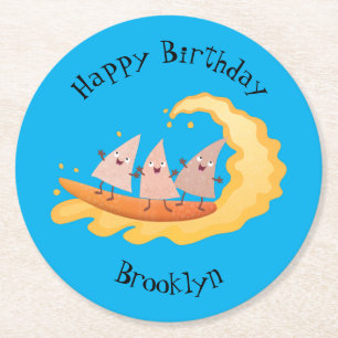 Dessous-de-verre Rond En Papier Mignons nachos chips de maïs surf