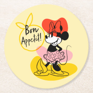 Dessous-de-verre Rond En Papier Minnie Mouse   Bon Appetit !