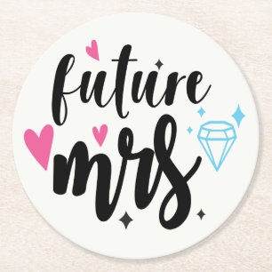 Dessous-de-verre Rond En Papier Mme Bride À Être Mariage Fête des mariées Fiançail