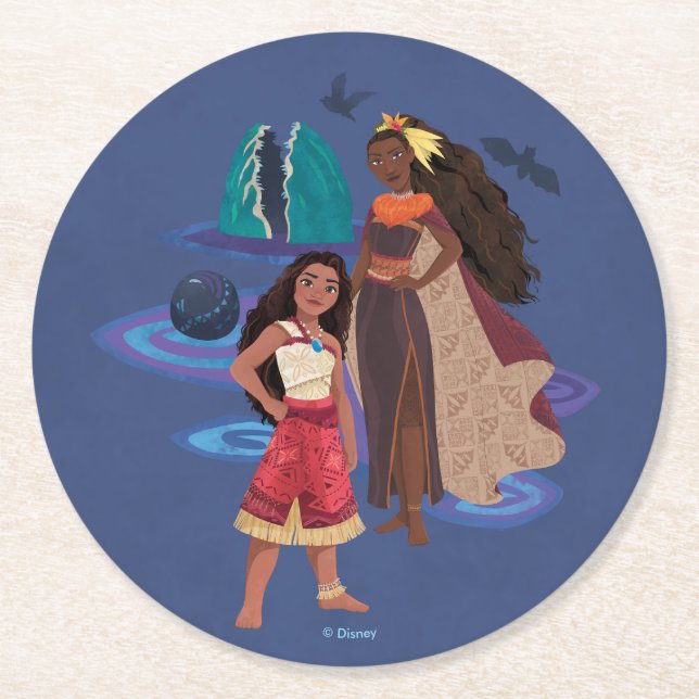 Dessous-de-verre Rond En Papier Moana et Matangi (Devant)