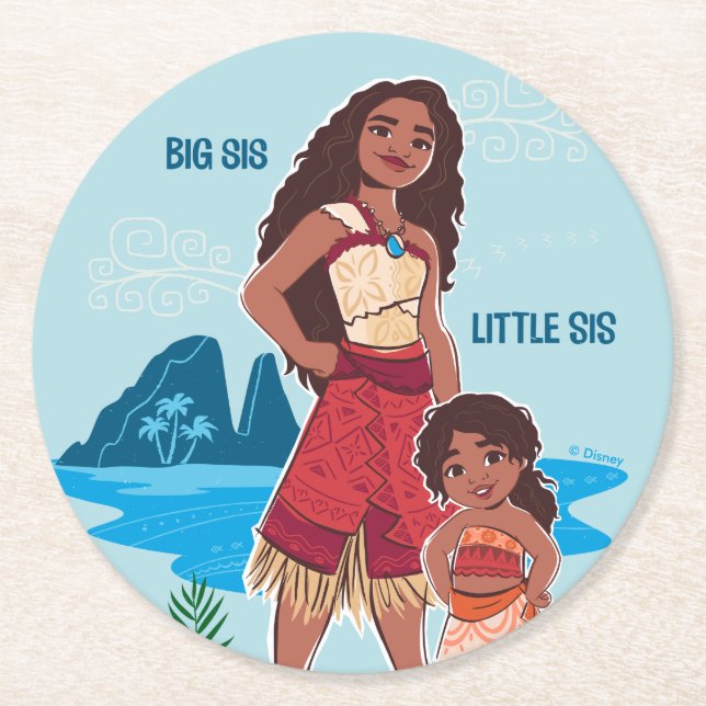 Dessous-de-verre Rond En Papier Moana & Simea : Big Sis Little Sis (Devant)