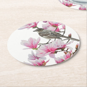 Dessous-de-verre Rond En Papier Mockingbird / Magnolias