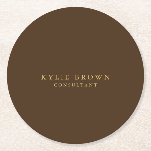 Dessous-de-verre Rond En Papier Moderne et élégant Brown Gold Professional (Devant)