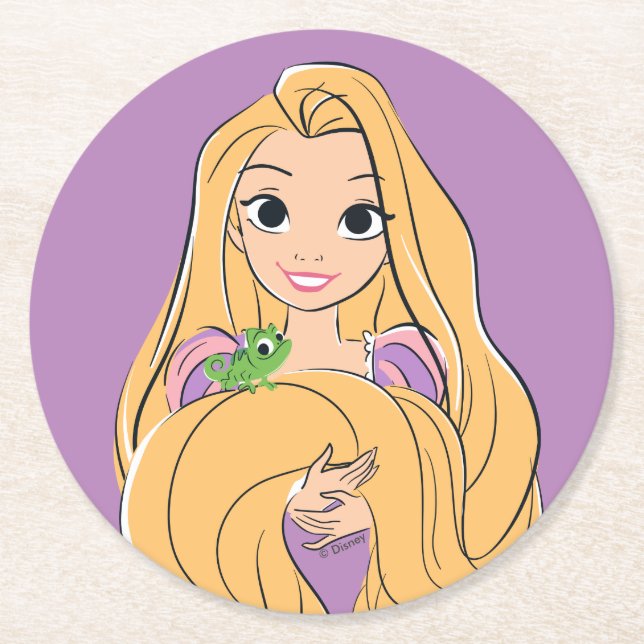 Dessous-de-verre Rond En Papier Moment magique Rapunzel & Pascal (Devant)