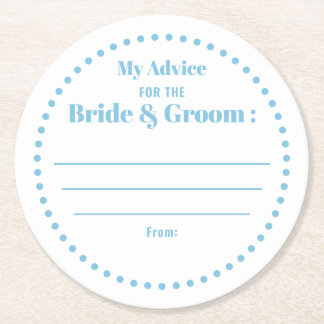 Dessous-de-verre Rond En Papier Mon Conseil Mariée & Salle Classique Bleu Élégant