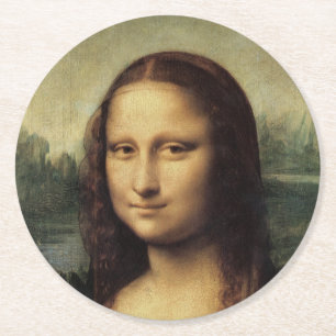 Dessous-de-verre Rond En Papier Mona Lisa en détail par Leonardo da Vinci