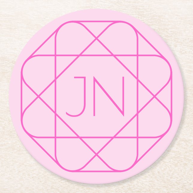 Dessous-de-verre Rond En Papier Monogramme cool, Style de logo de hanche | Rose &  (Devant)
