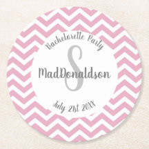 Monogramme de fête en chevron rose et blanc