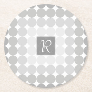 Dessous-de-verre Rond En Papier Monogramme des cercles gris modernes