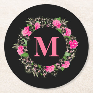 Dessous-de-verre Rond En Papier Monogramme floral