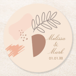 Dessous-de-verre Rond En Papier Monogramme géométrique simple Abstrait