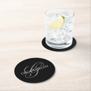 Dessous-de-verre Rond En Papier Monogramme Groomsman