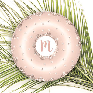 Dessous-de-verre Rond En Papier Monogramme rose gold pailleté gâteau script