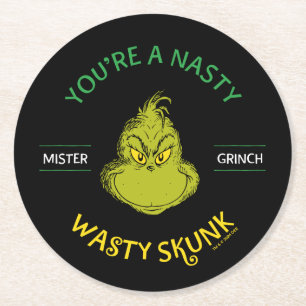 Dessous-de-verre Rond En Papier Monsieur Grinch Vous êtes une sale vilaine mouff