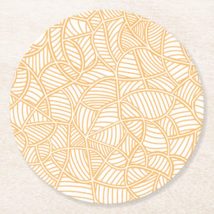 Dessous-de-verre Rond En Papier Mosaïque feuille aléatoire pâle orange