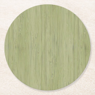 Dessous-de-verre Rond En Papier Moss Green Bamboo Wood Grain Look