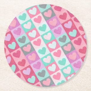 Dessous-de-verre Rond En Papier Motif Aqua/Pink ID629