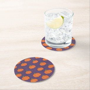 Dessous-de-verre Rond En Papier Motif Citrouille Purple Fall