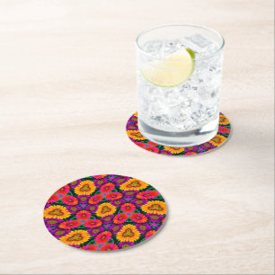 Dessous-de-verre Rond En Papier Motif coloré Daisy Bouquet