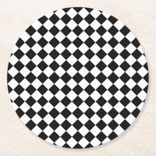 Dessous-de-verre Rond En Papier Motif de diamants noir et blanc par Shirley Taylor