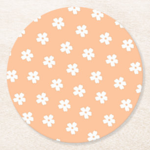 Dessous-de-verre Rond En Papier Motif de fleur hippie blanche de la Pêche à la Pre